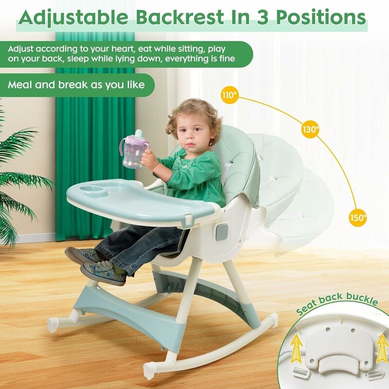 Bambisol Chaise Haute Bébé Evolutive Pliable, Roulettes, Assise Réglable,  Dossier Inclinable