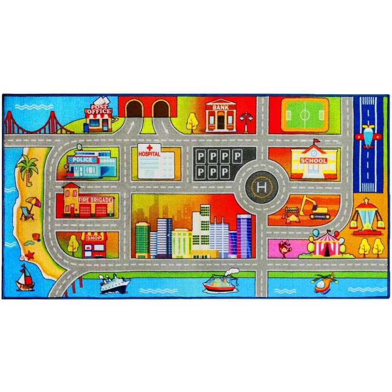 Tapis De Jeux Enfant avec Routes,Tapis Enfant Chambre Route,Tapis Voiture  Enfant Dos Antidérapant,Tapis