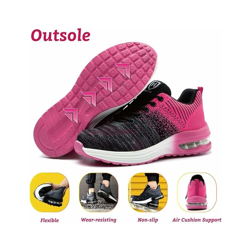 Chaussures de Sécurité Hommes Femmes Legere Confortable Antidérapant Basket  securite,Couleur: Rose,Taille: 36 EU