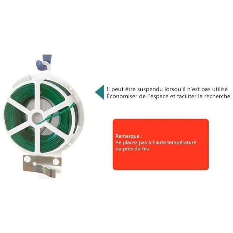 100m Fil Jardinage Vert Avec Cutter - Attaches Réutilisables Pour Plantes, Tomates, Câbles