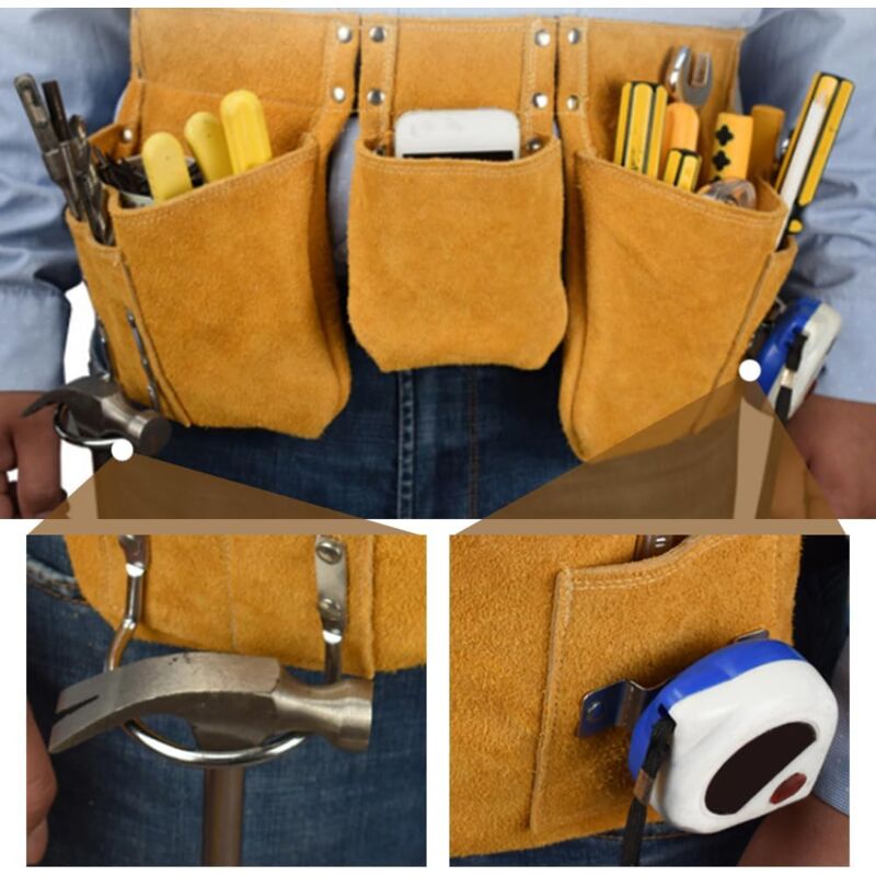 Étui Porte-Marteau En Cuir YEPSIO - Boucle Acier - Pour Artisans Et Bricoleurs - Modèle YHH-27