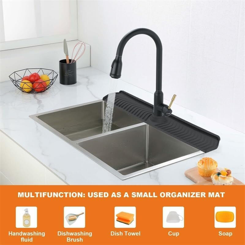 Tapis Anti-éclaboussures En Silicone Pour évier – 76 X 14,5 Cm – Protection Plan De Travail Cuisine/salle De Bain – Drainage Automatique - 13