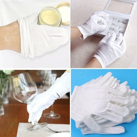 10 paires de gants en coton blanc, anti-sueur, gants en coton pour