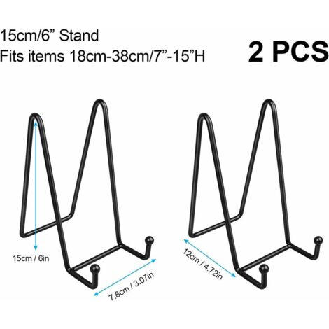 Supports De Présentation Métal Noir - Lot De 3 - Pour Cadres, Assiettes, Livres - 6 Pouces