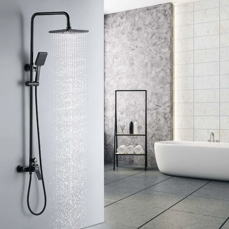 Colonne de douche avec douchette rétro (sans robinetterie) – Noir