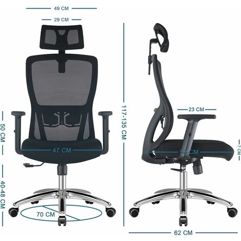 Yaheetech chaise de bureau, chaise d'ordinateur, fauteuil bureau  ergonomique noir - Conforama