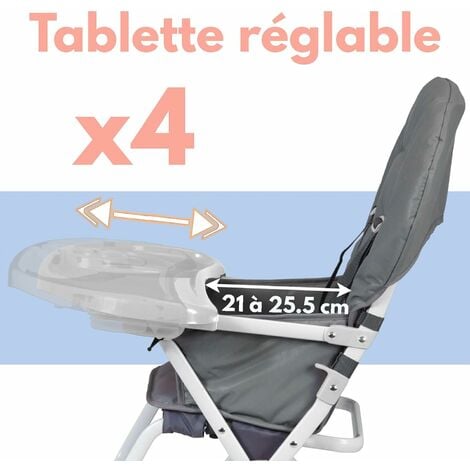 Chaise Haute Bébé Pliable Fixe, Ultra Compacte et Légère, Tablette  Amovible Réglable