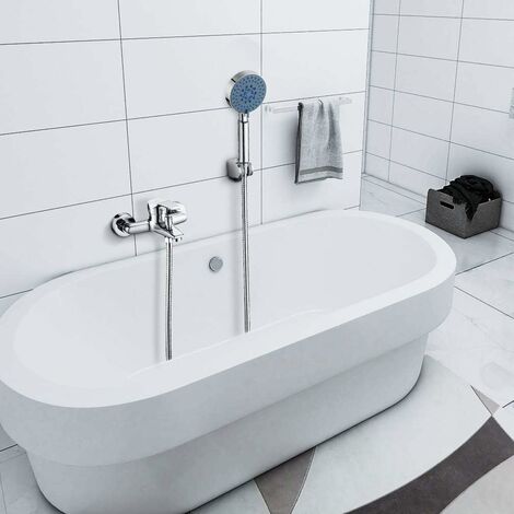Robinet de baignoire sur pied noir mat, salle de bains, robinet de douche,  bec pivotant à 360 degrés avec douchette ABS, mitigeur de douche