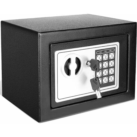 Mini coffret boîte coffre fort de Sécurité avec 2 clés 12 x 9 x 5 cm Noire