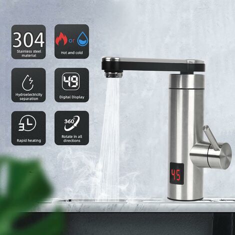Robinet d'eau chaude avec affichage numérique, robinet d'eau chaude à  chauffage électrique rapide, robinet d'eau à chauffage électrique