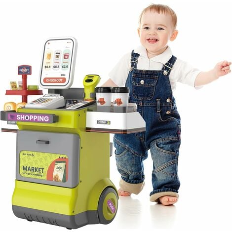 Plastique Enfants Shopping Chariot à main, Enfant Faire semblant Jouer Jouet  de cuisine