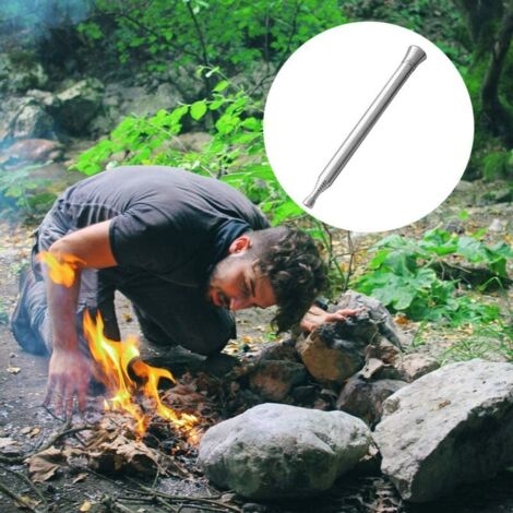 Soufflet De Poche Télescopique Acier Inox - Allume-feu Camping Et Cheminée