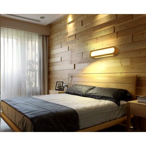 Applique murale LED,Applique murale chambre　Applique Murale LED Interieur, Lampe Murale Bois Dimmable LED, Pour chambre salon bureau couloir escalier salle de bain(45CM)