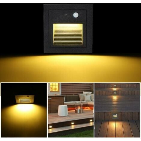 Spot encastrable mur et plafond Lot de 2 LED Spot Mural Encastré 3W Applique Murale Escalier Etape Lumière Lampe Détecteur de Mouvement Sol Encastré Lumière Escalier Lumière Hall Lampe 2800K