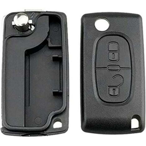 2 Boutons Coque Clé Compatible CE0523 clé à Rabat Pliable pour Peugeot 207 307 308 407 408 3008 5008 Citroen C2 C3 C4 C5 C6 C8 (2 Boutons, CE0523)