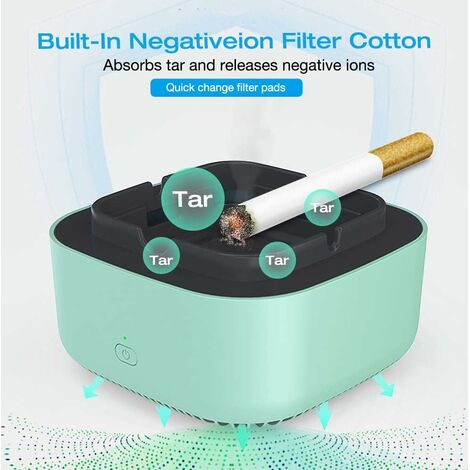 Cendrier Purificateur dAir, Cendrier Sans Fumée, Cendrier Aspirateur de Fumée, Cendrier Électronique Sans Fumée, Cendrier Intelligent Aspiration Sur 360 Degrés avec Ions Négatifs