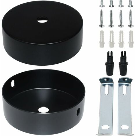 Auvent de Plafond 80 x 20mm rosace plafond Noir cache fil pour lustre avec Accessoire D’Installation pour Maison Jardin Suspension Ou Lustre （2 Pcs）