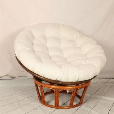 CHOYCLIT Coussin de chaise Coussin de sol épais et rond Couleur unie confortable, coussin de jardin, coussin de fauteuil en rotin, coussin de chaise suspendue, blanc，100×100cm