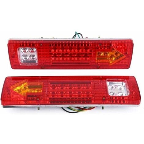 CHOYCLIT Éclairage et réflecteurs pour remorque,kit Feux Remorque Led, Lot de 2 feux arrière 19 LED pour voiture, camion, remorque, van - Étanche 12 V