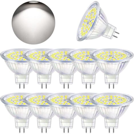 CHOYCLIT Ampoule LED GU5.3 Blanc Froid 6000K, MR16 LED 12V 5W Equivalent à 50W Halogène, Ampoules LED Spot Non Dimmable, Lot de 10