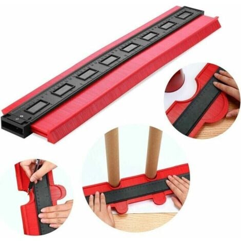 CHOYCLIT Jauge de contour, Irrégulier Multifonctionnel Jauge de Profil Traceur Facile pour Outil de Marquage du Bois pour minage de Mesures Précises (20 pouces / 500 mm, Rouge)