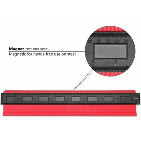 CHOYCLIT Jauge de contour, Irrégulier Multifonctionnel Jauge de Profil Traceur Facile pour Outil de Marquage du Bois pour minage de Mesures Précises (20 pouces / 500 mm, Rouge)