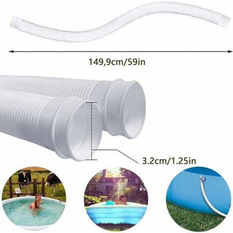 2 Pièces Tuyau Pour Piscine,Piscine Hors Terre Tuyau Avec 4 Pinces Métalliques,Tuyaux De