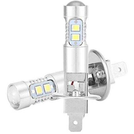 Ampoule LED H1 100W 6000K Super Blanche - Kit 2 Ampoules Phares Antibrouillard 360° Haute Luminosité 1800LM - Remplacement Voiture Facile