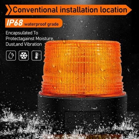 CHOYCLIT Gyrophare LED orange 12V sans fil lumière stroboscopique feux clignotant magnetique d'urgence signalement lumières pour auto véhicule  Rechargeable