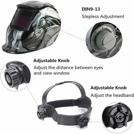 CHOYCLIT Casque de soudage automatique   Casque de soudage avec 2 lentilles et 2 capteurs de filtre assombrissant réglables DIN9 13 pour le soudage ARC MIG TIG MAG [Classe énergétique A+++]