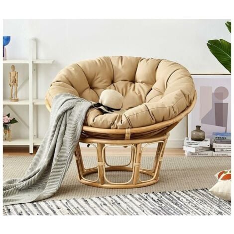 CHOYCLIT Coussin  rond coussin de chaise capitonné arrondi coussin de sol épais couleur unie confortable, Garden Cushion, Rattan Armchair Cushion, Hanging Chair Cushion,   40X40cm, Beige, 1pc