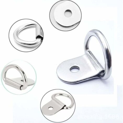 VEHIRIE - Lot De 6 Anneaux En D En Acier Galvanisé – Ancrage Lourd Pour Camions, Remorques, Bateaux Ou Hamacs – Base 3 Mm, Anneau 6 Mm - 12