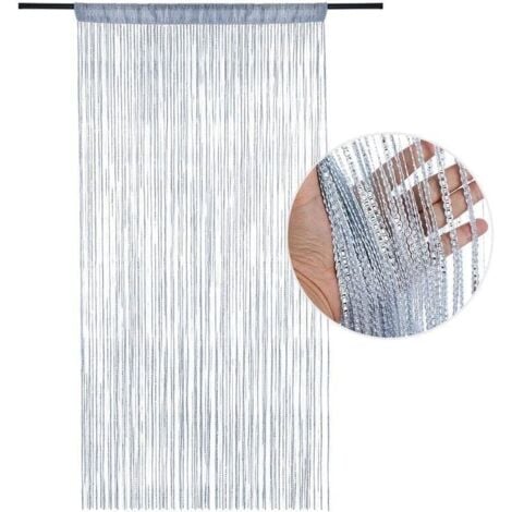 CHOYCLIT Rideau Occultant Anti Mouche Rideau de Porte Panneau Moustiquaire Pailleté Fil Rideaux Décoration Mural Fenêtre Porte Salle de Frange 100 x 200 cm