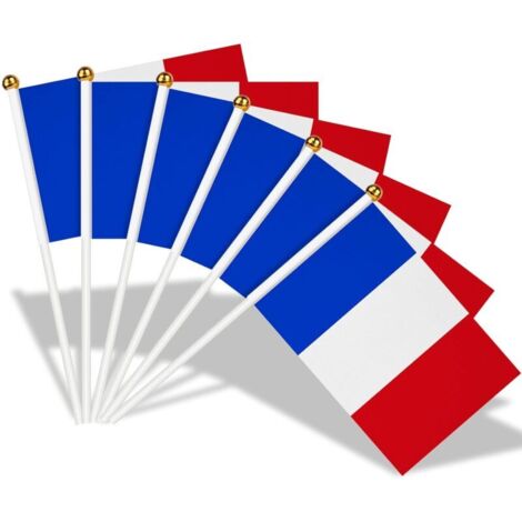 20 Drapeaux Français Miniatures - 14x21 Cm Avec Hampe 30cm