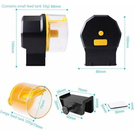 Mangeoire Automatique Pour Aquarium Lot De 2 - Capacité 100 Ml - Programmable 12/24/48h - Résistante à L'humidité