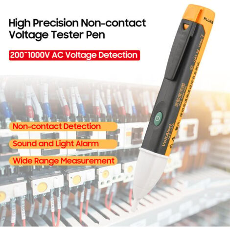CHOYCLIT FLUKE Mini stylo de test électrique portable Testeur de tension sans contact Outil de détection de tension de haute précision 200  1000V Détection de tension CA Alarme sonore et lumineuse,Noi