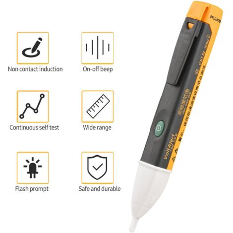 CHOYCLIT FLUKE Mini stylo de test électrique portable Testeur de tension sans contact Outil de détection de tension de haute précision 200  1000V Détection de tension CA Alarme sonore et lumineuse,Noi