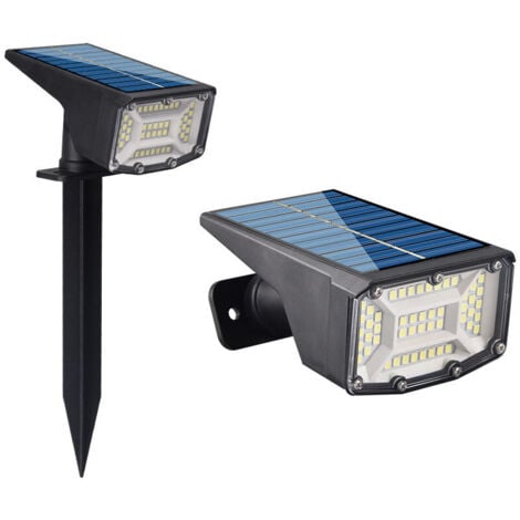 CHOYCLIT Spot Solaire Exterieur【Lot de 2】,50 LED Lampe Solaire Exterieur Etanche IP66 Lumiere Solaire Exterieur, Réglable avec 3 Modes d'Éclairage Extérieur Solaire pour Jardin Cour Allée Chemin, Blan