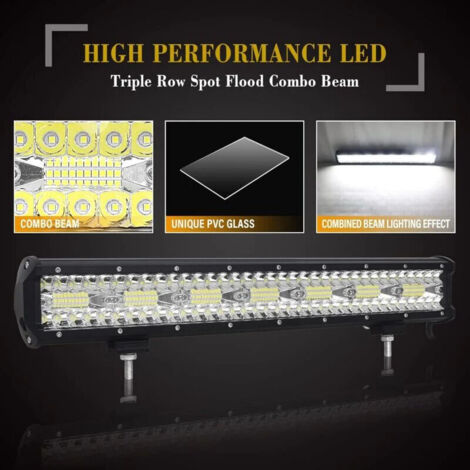 Barre LED AUXTINGS 50cm 510W + 2 Spots - Phares De Travail Étanches IP67 - 12V Pour Voiture, Camion