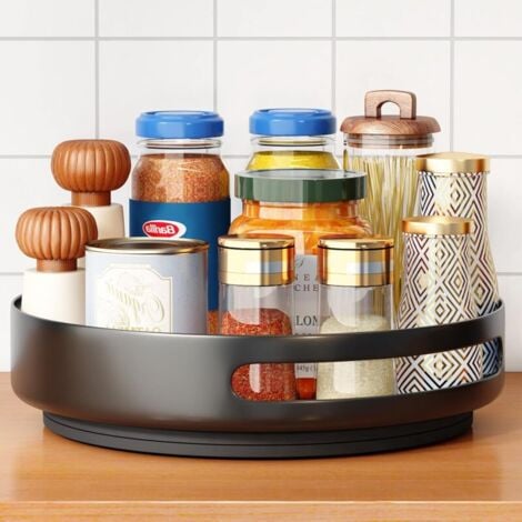CHOYCLIT Support à épices rotatif, plateau tournant 30 cm, organisateur de support à épices rotatif pour placard garde-manger cuisine comptoir réfrigérateur bureau Etagère à épice