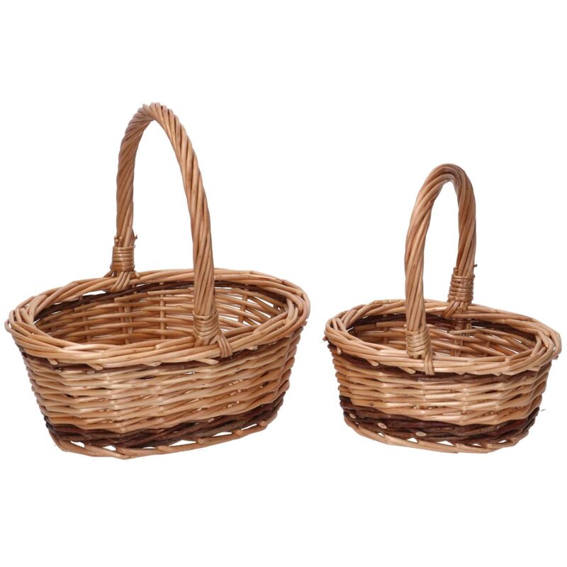 MyBer® K1-004-G - Cesto per la spesa in vimini intrecciato, 52/37/21 (40) cm