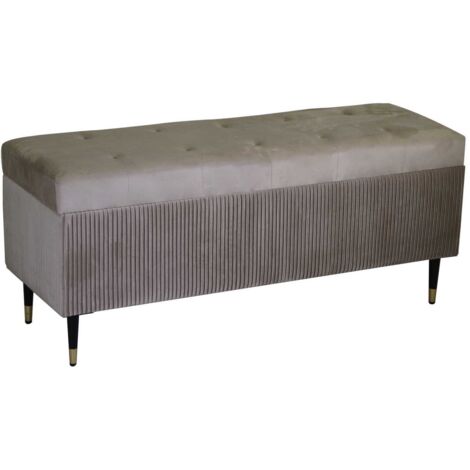 Panca In Velluto Beige 110x36x45 Cm - Per Camera E Fine Letto - Foto 9