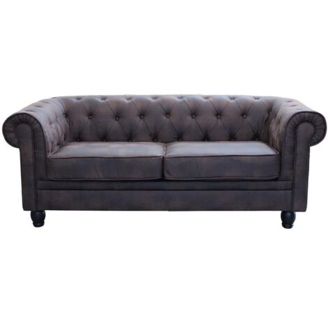 CHESTERFIELD - divano vintage in ecopelle 2 posti cm 152x74x82 h