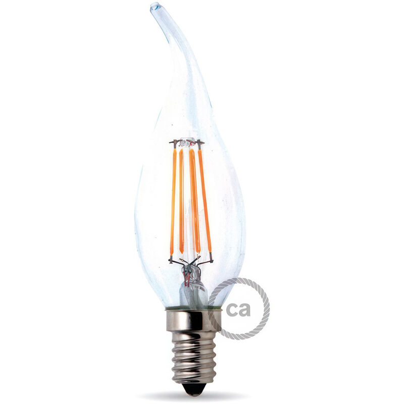 Lampadina a led 4w colpo di vento trasparente luce calda 2700k