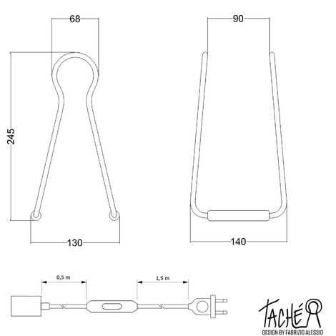 Taché Metal, lampada da tavolo (completa di cavo tessile