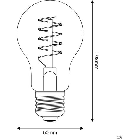 Lampadina Dorata LED XXL Pera A165 Filamento Curvo a Spirale 4,5W E27  Dimmerabile 1800K