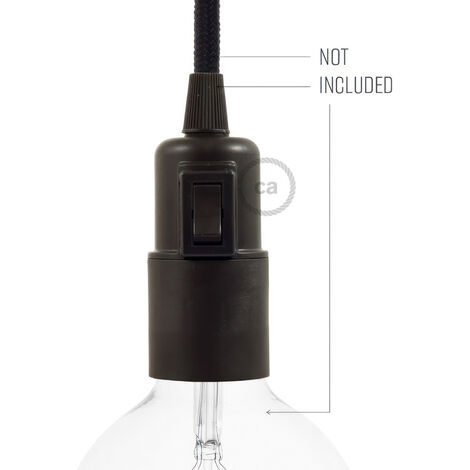 Portalampada per lampadina attacco piccolo E14 nero in termo plastica 250V