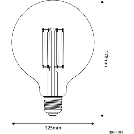 Lampadina LED Trasparente Globo G125 7W 806Lm E27 3500K Dimmerabile - N04