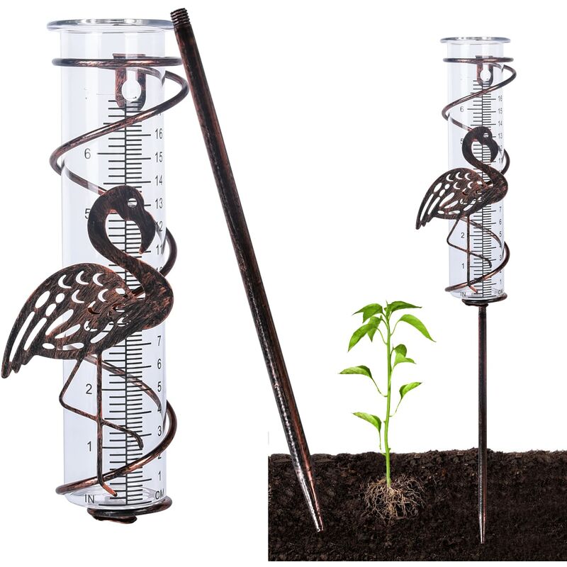 Pluviomètre En Verre Avec Piquet Métal - Décoration Jardin Et Mesure De Pluie Précise