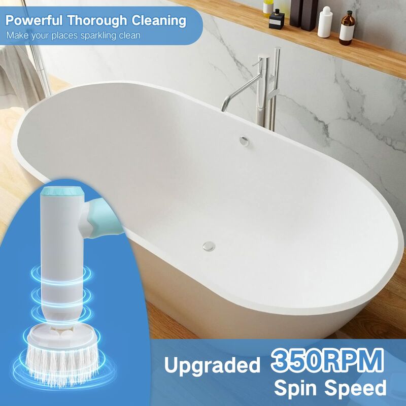 360 Brosse de nettoyage électrique Portable Degré Rotation Nettoyeur pour  salle de bain Cuisine WC Usb Rechargeable